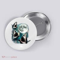 Sharks Howling At Moon Cosmic Space Button thumb 0