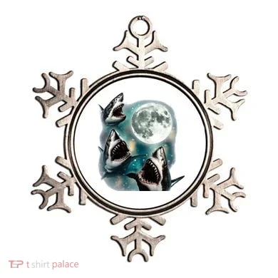 Sharks Howling At Moon Cosmic Space Ornament