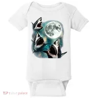 Sharks Howling At Moon Cosmic Space Baby Bodysuit thumb 0