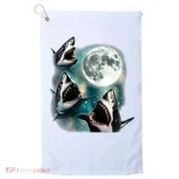Sharks Howling At Moon Cosmic Space Golf Towel thumb 0