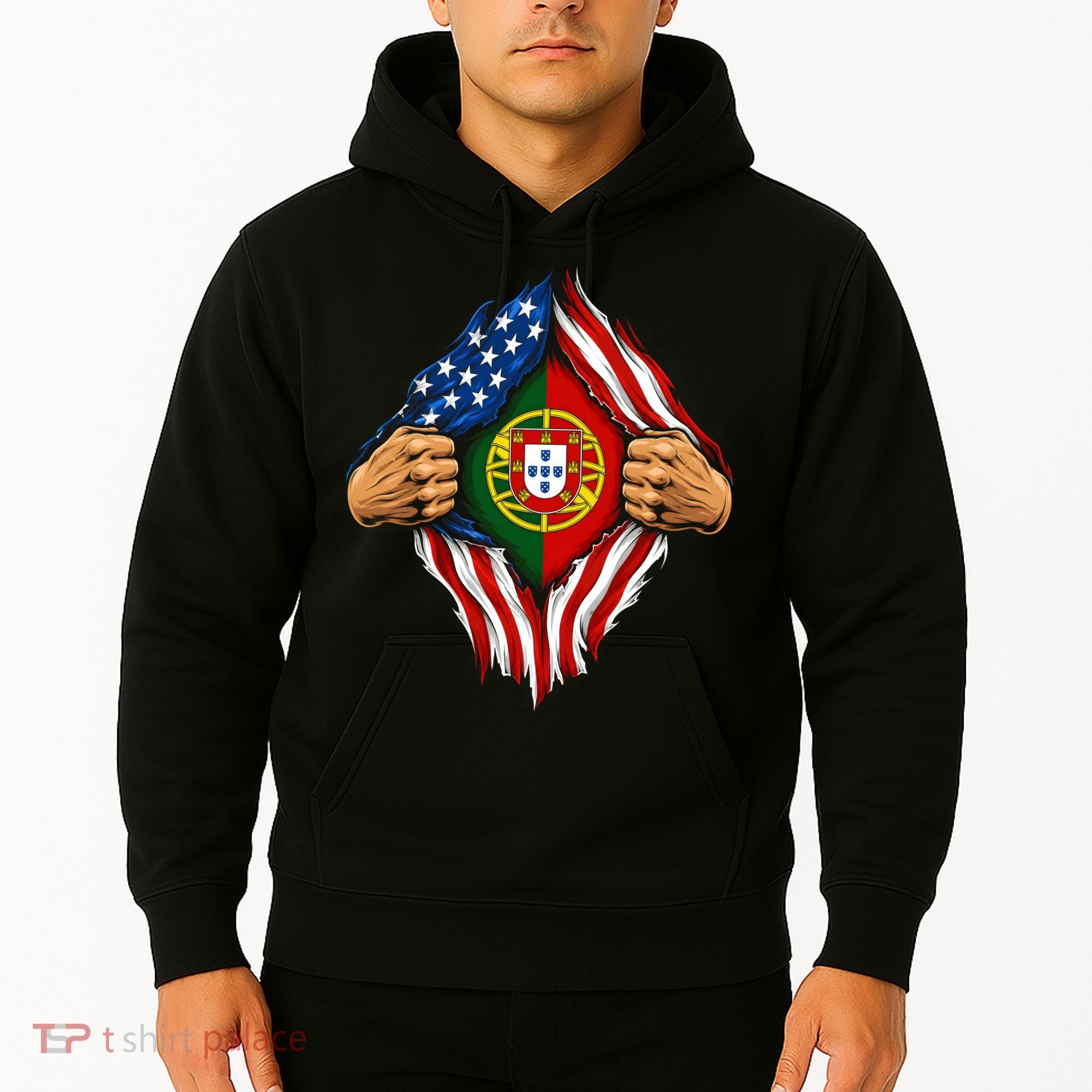 Super Hero American Portuguese Pride Combo Flag Hoodie