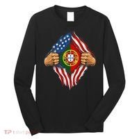 Super Hero American Portuguese Pride Combo Flag Long Sleeve Shirt thumb 0