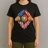 Super Hero American Portuguese Pride Combo Flag T-Shirt thumb 4