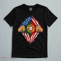 Super Hero American Portuguese Pride Combo Flag T-Shirt thumb 5