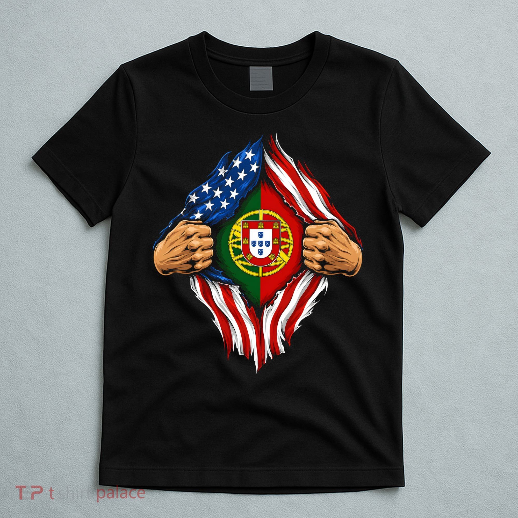 Super Hero American Portuguese Pride Combo Flag T-Shirt