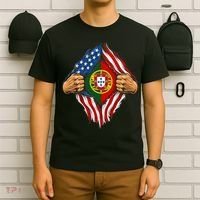 Super Hero American Portuguese Pride Combo Flag T-Shirt thumb 6