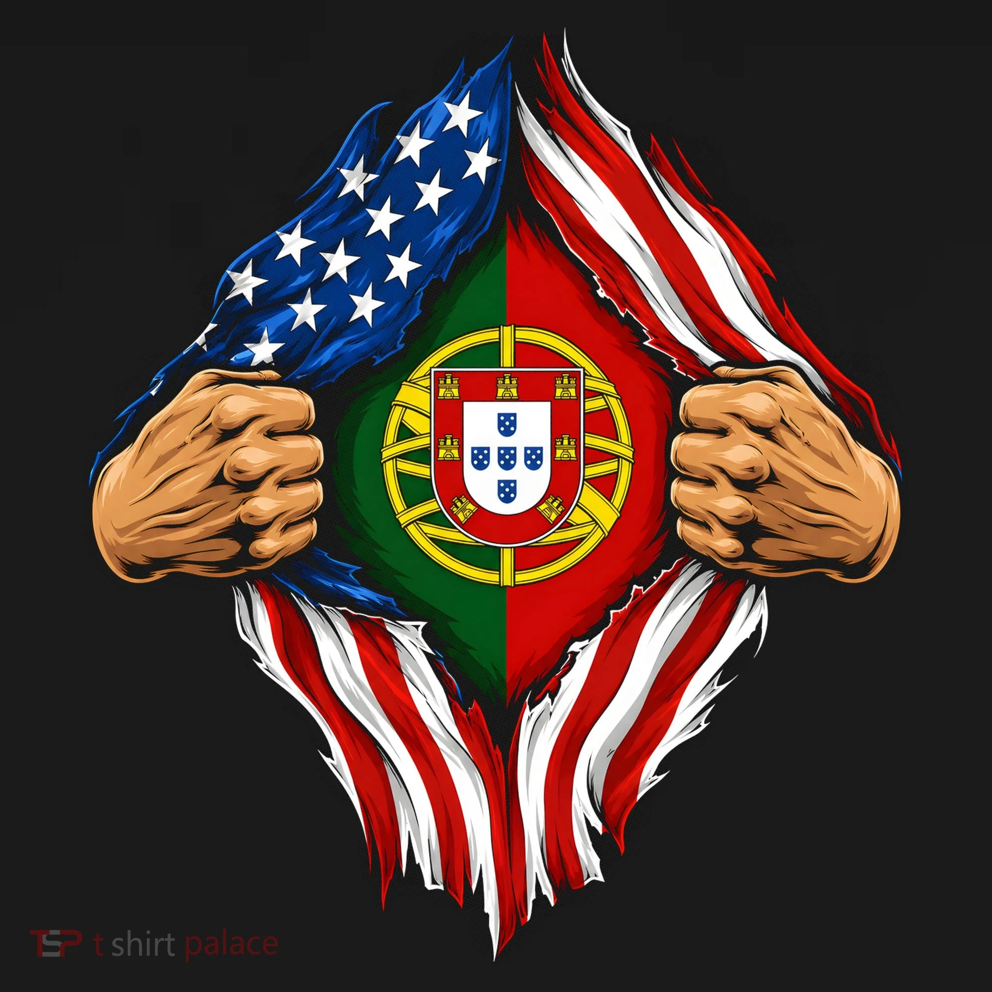 Super Hero American Portuguese Pride Combo Flag Button