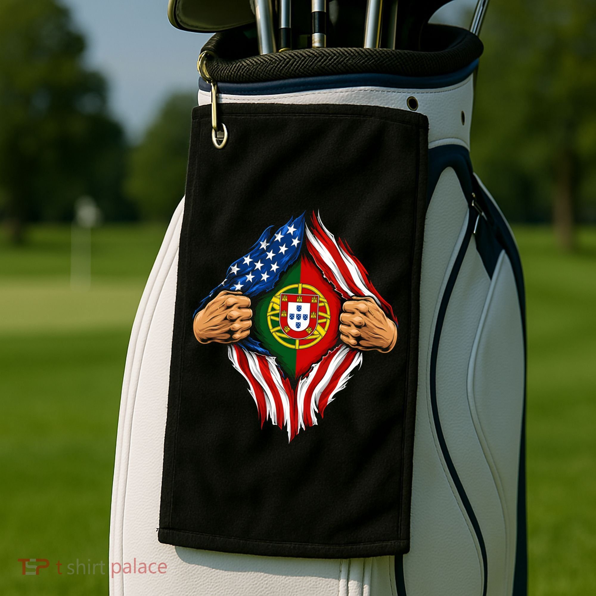 Super Hero American Portuguese Pride Combo Flag Golf Towel