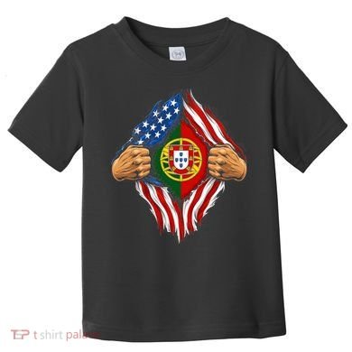 Super Hero American Portuguese Pride Combo Flag Toddler T-Shirt