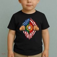 Super Hero American Portuguese Pride Combo Flag Toddler T-Shirt thumb 2
