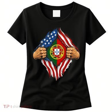 Super Hero American Portuguese Pride Combo Flag Women's T-Shirt