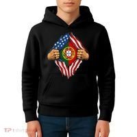 Super Hero American Portuguese Pride Combo Flag Kids Hoodie thumb 4