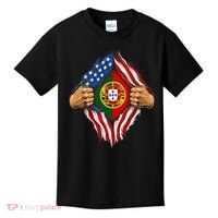 Super Hero American Portuguese Pride Combo Flag Kids T-Shirt thumb 0