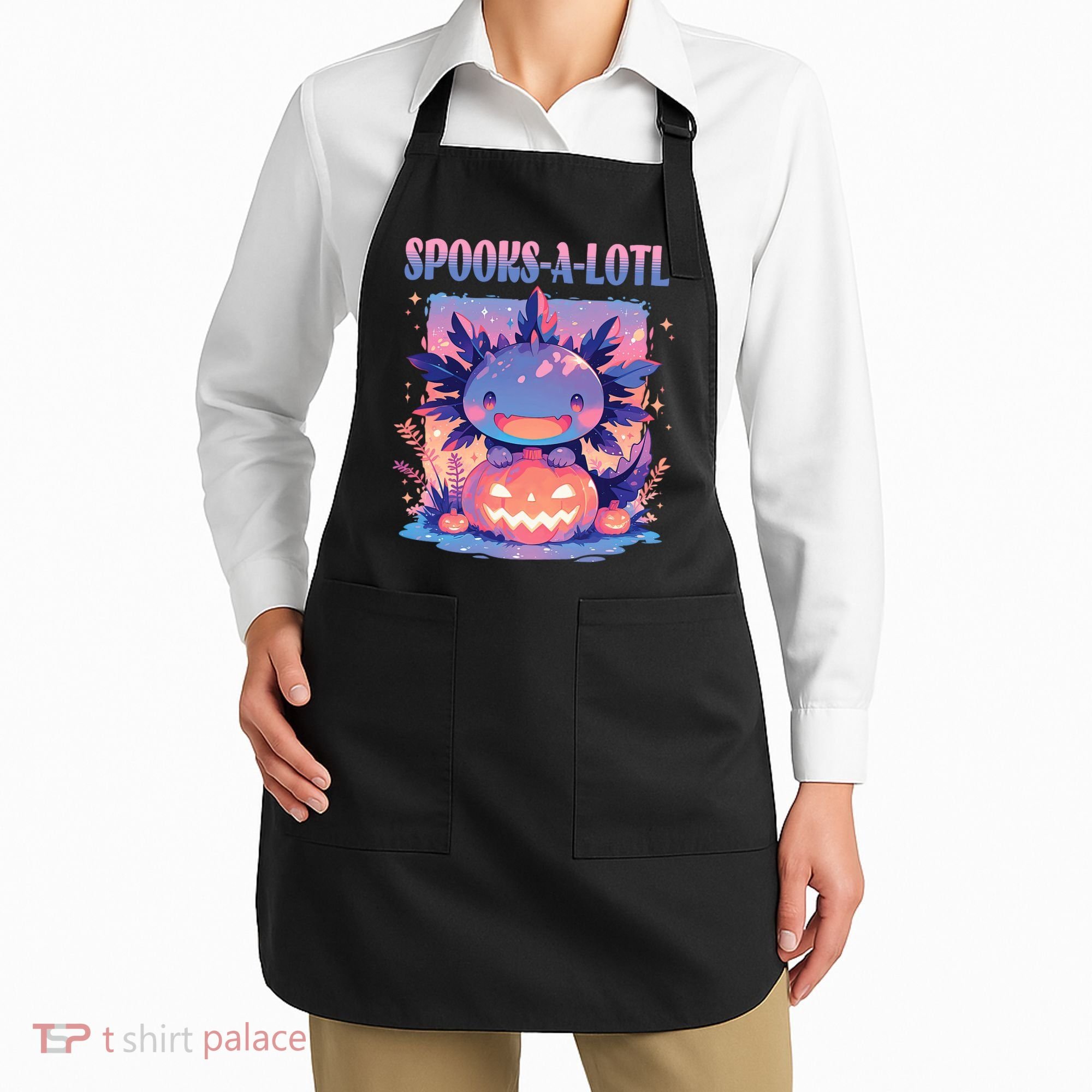 Spooks-A-Lotl Halloween Axolotl Apron
