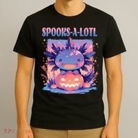 Spooks-A-Lotl Halloween Axolotl T-Shirt thumb 3