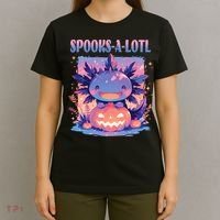 Spooks-A-Lotl Halloween Axolotl T-Shirt thumb 4