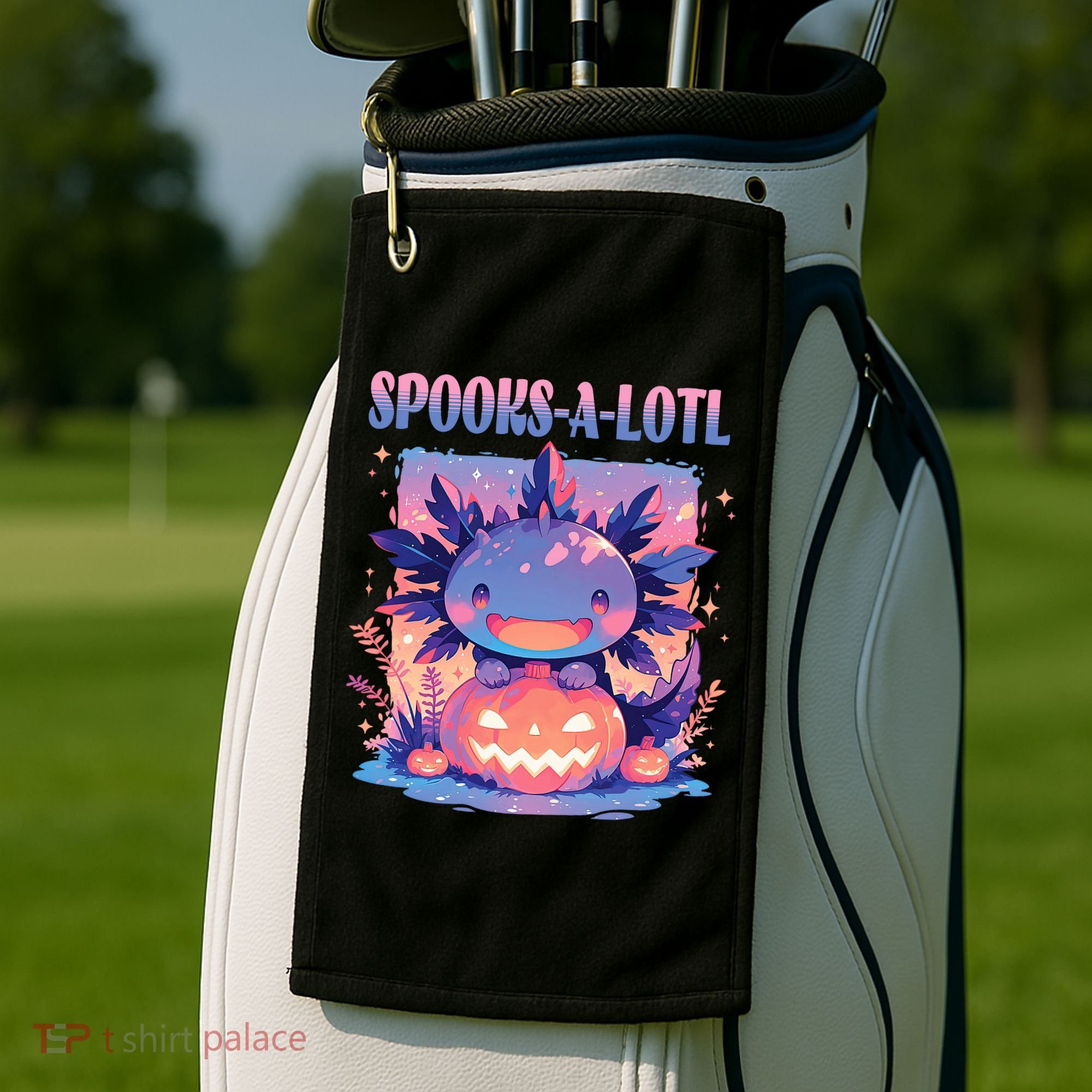 Spooks-A-Lotl Halloween Axolotl Golf Towel