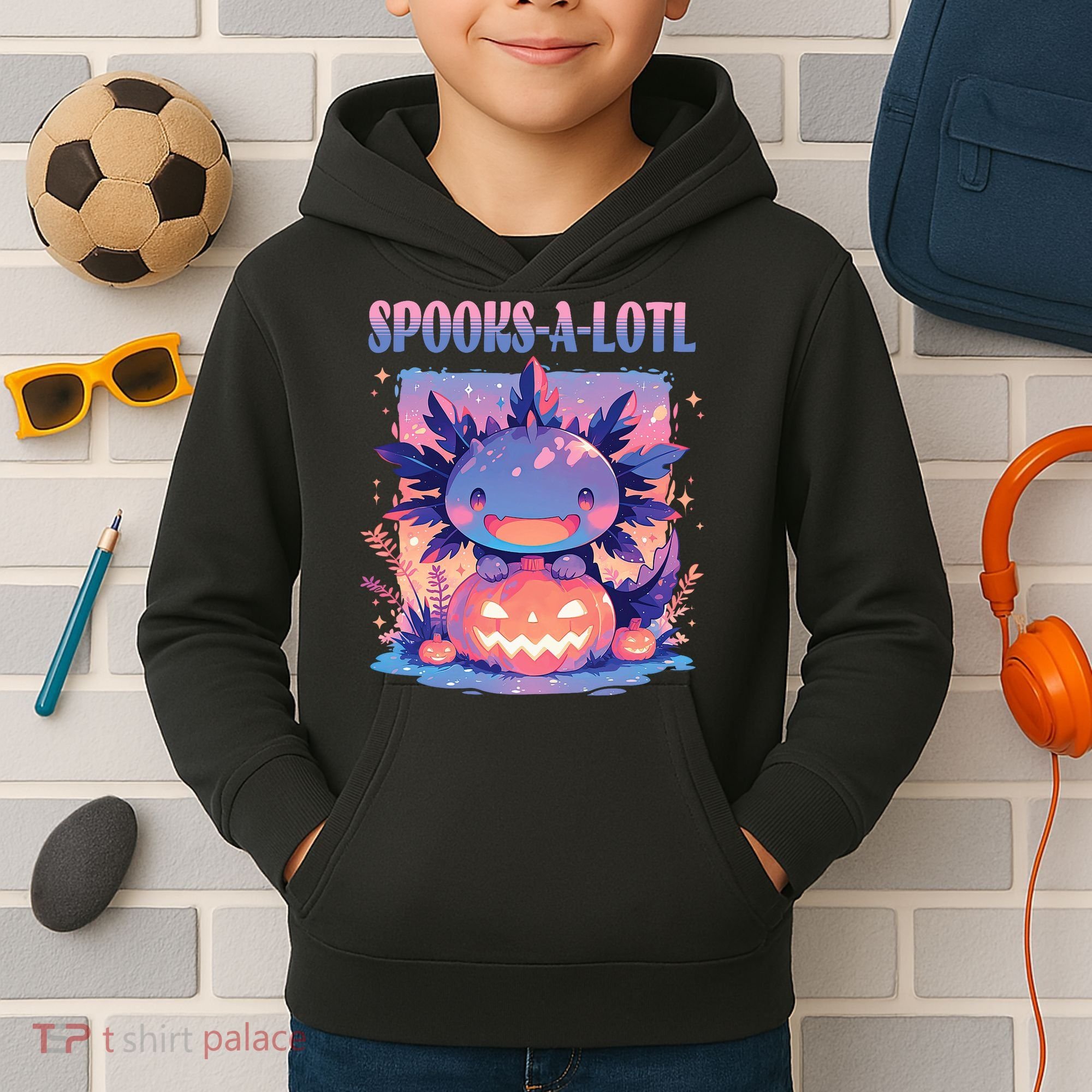 Spooks-A-Lotl Halloween Axolotl Kids Hoodie