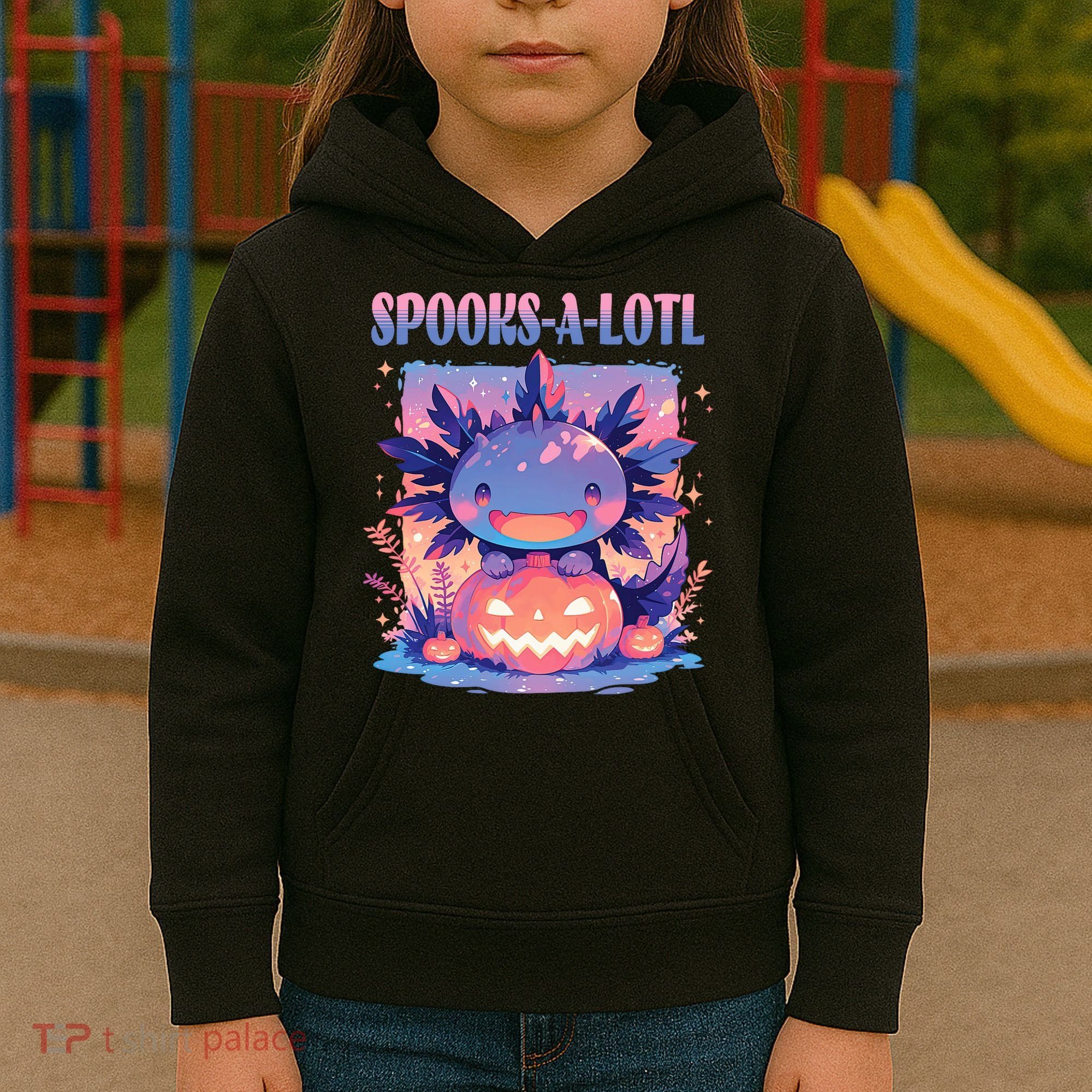 Spooks-A-Lotl Halloween Axolotl Kids Hoodie