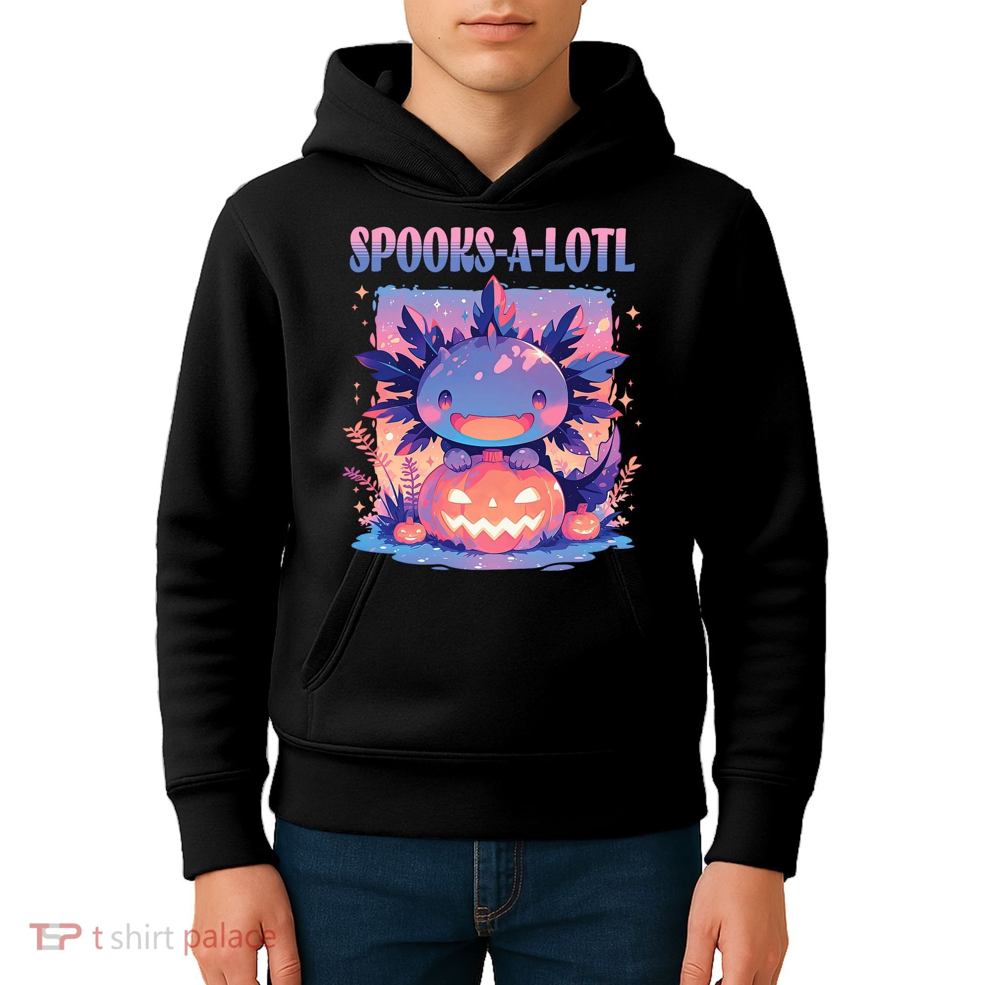 Spooks-A-Lotl Halloween Axolotl Kids Hoodie