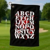Spooky Halloween Alphabet Letters Golf Towel thumb 1
