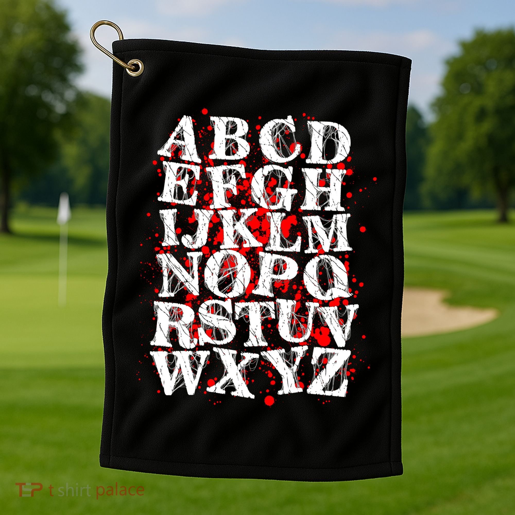 Spooky Halloween Alphabet Letters Golf Towel