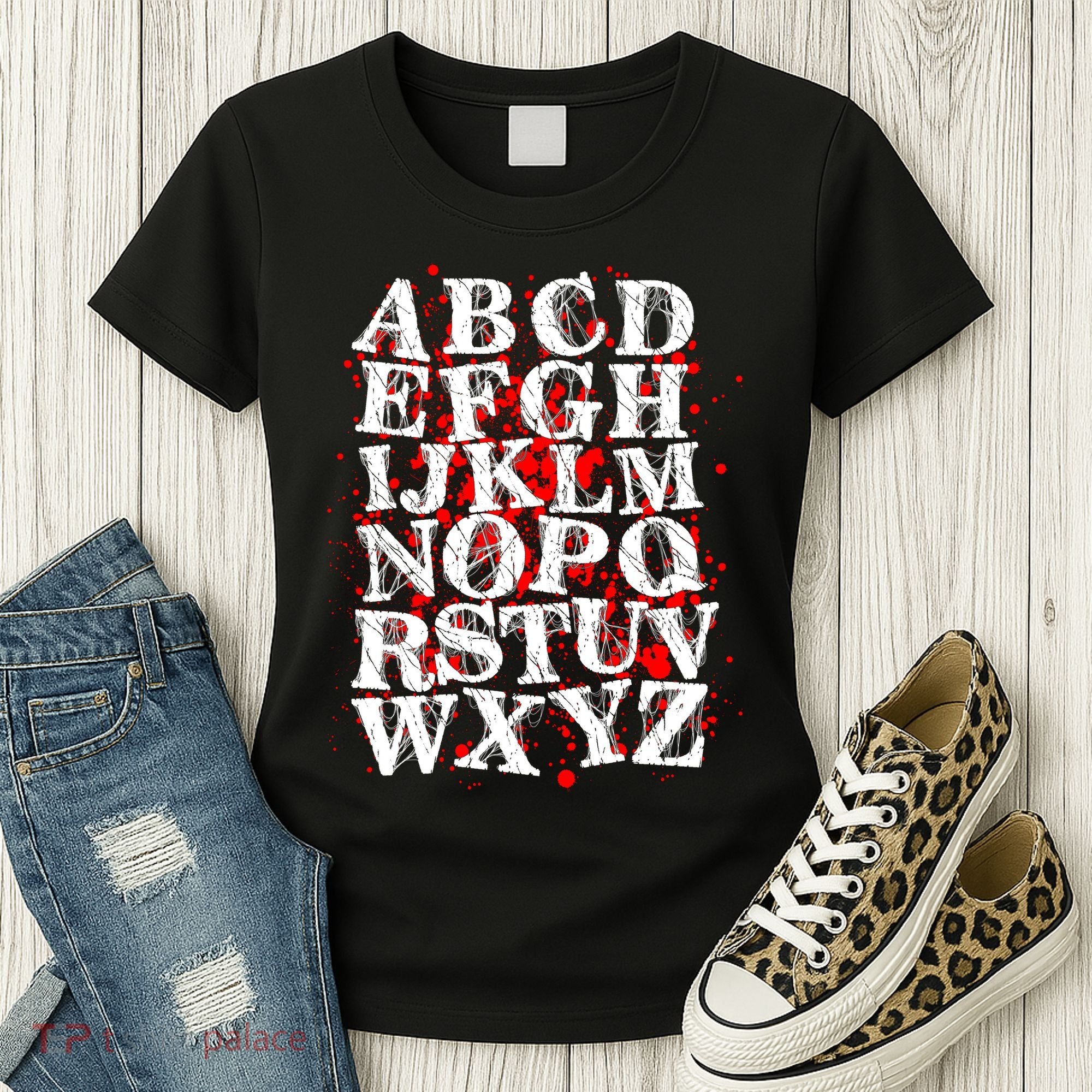 Spooky Halloween Alphabet Letters Women's T-Shirt