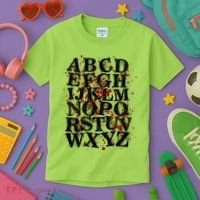 Spooky Halloween Alphabet Letters Kids T-Shirt thumb 3