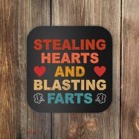 Stealing Hearts And Blasting Farts Funny Valentines Day Coaster thumb 0