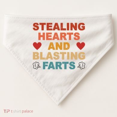 Stealing Hearts And Blasting Farts Funny Valentines Day USA-Made Doggie Bandana