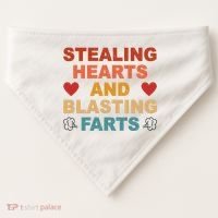 Stealing Hearts And Blasting Farts Funny Valentines Day USA-Made Doggie Bandana thumb 0