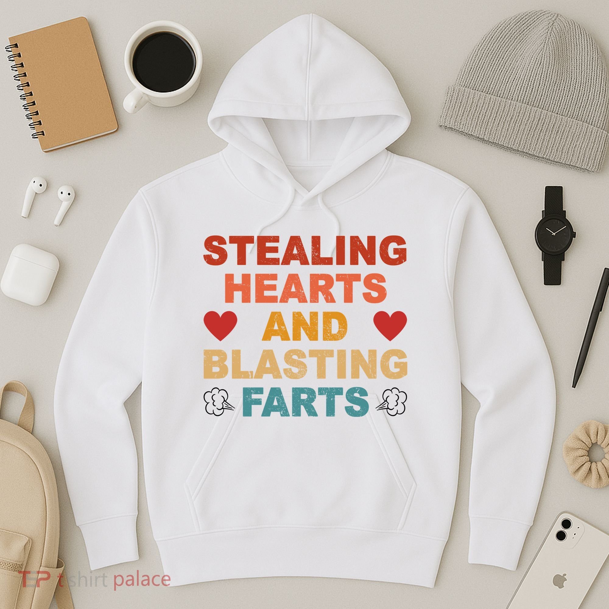 Stealing Hearts And Blasting Farts Funny Valentines Day Hoodie