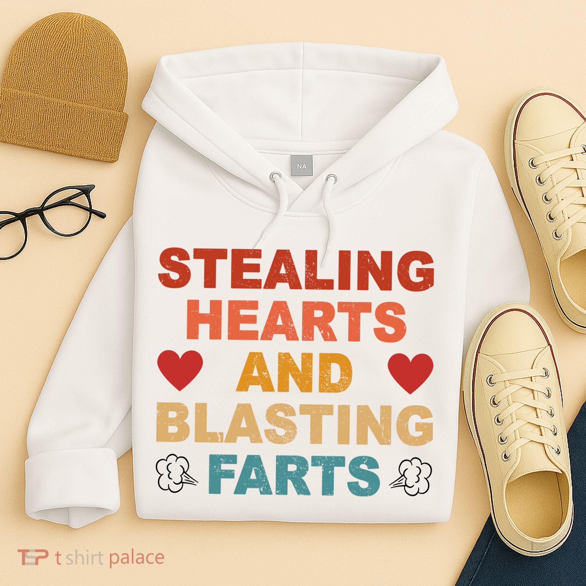 Stealing Hearts And Blasting Farts Funny Valentines Day Hoodie