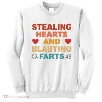 Stealing Hearts And Blasting Farts Funny Valentines Day Sweatshirt thumb 0