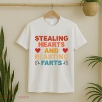 Stealing Hearts And Blasting Farts Funny Valentines Day T-Shirt thumb 2