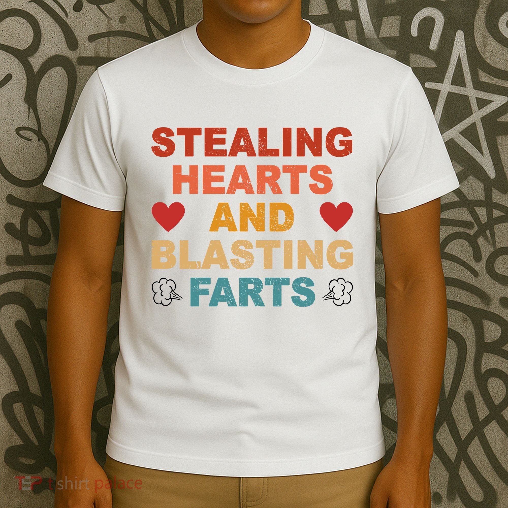 Stealing Hearts And Blasting Farts Funny Valentines Day T-Shirt