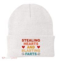 Stealing Hearts And Blasting Farts Funny Valentines Day Beanie thumb 0