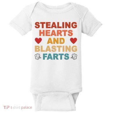 Stealing Hearts And Blasting Farts Funny Valentines Day Baby Bodysuit