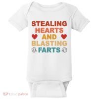 Stealing Hearts And Blasting Farts Funny Valentines Day Baby Bodysuit thumb 0