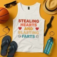 Stealing Hearts And Blasting Farts Funny Valentines Day Tank Top thumb 4