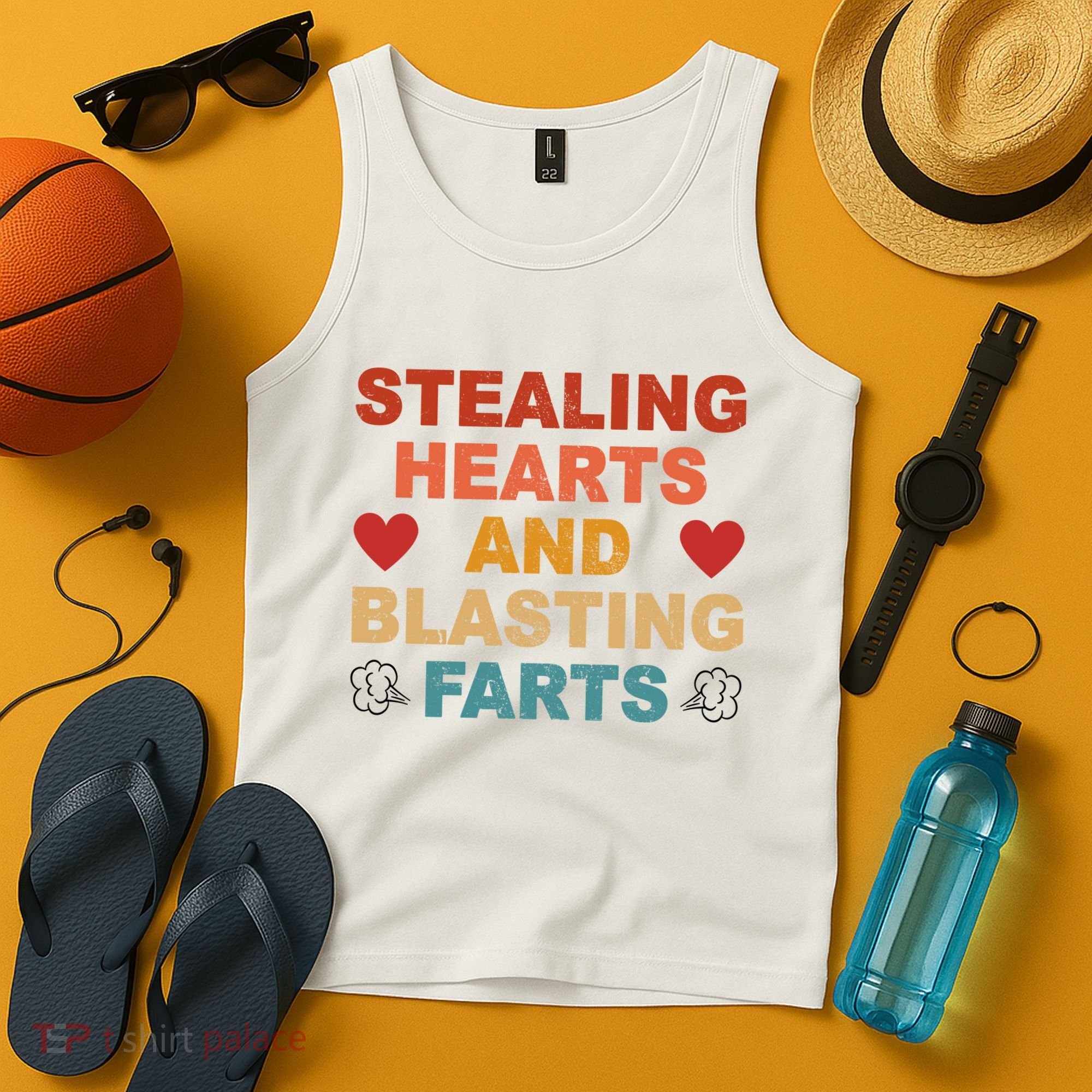 Stealing Hearts And Blasting Farts Funny Valentines Day Tank Top