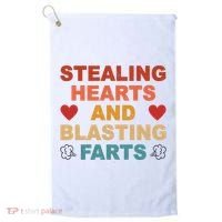 Stealing Hearts And Blasting Farts Funny Valentines Day Golf Towel thumb 0