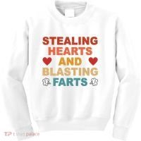 Stealing Hearts And Blasting Farts Funny Valentines Day Kids Sweatshirt thumb 0