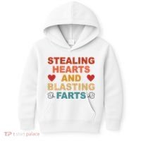 Stealing Hearts And Blasting Farts Funny Valentines Day Kids Hoodie thumb 0