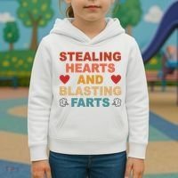 Stealing Hearts And Blasting Farts Funny Valentines Day Kids Hoodie thumb 3