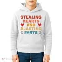 Stealing Hearts And Blasting Farts Funny Valentines Day Kids Hoodie thumb 4