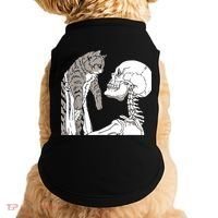 Skeleton Holding A Cat Shirt Lazy Halloween Costume Skull Doggie Tank thumb 0