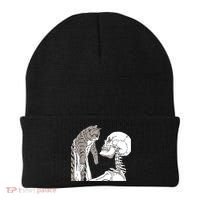Skeleton Holding A Cat Shirt Lazy Halloween Costume Skull Beanie thumb 0
