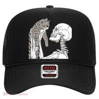 Skeleton Holding A Cat Shirt Lazy Halloween Costume Skull Hat thumb 0