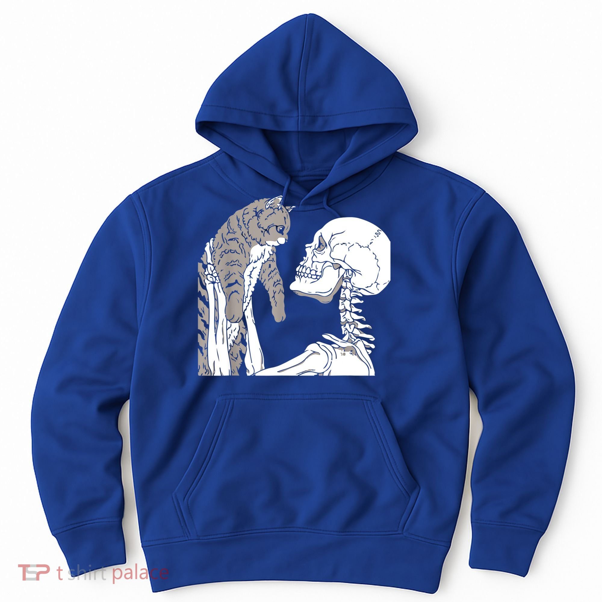 Skeleton Holding A Cat Shirt Lazy Halloween Costume Skull Hoodie